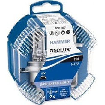 Лампа Neolux H4 Extra Light +50% DUOBOX 12v60/55w (P43T), комп.